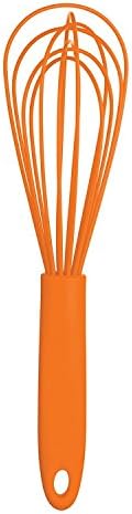 Liyzlj Grips Nylon Silicone Egg Whip Hand Whisk Whisk Shaker- 12inches (orange)