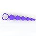 LoveI Anal Sex Toy Beads Butt Plug Heart Shaped Prostate Massager with Safe Pull Ring Handle Soft Carry Bag Unisex G Spot - Purple