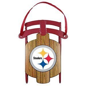 NFL Pittsburgh Steelers Football Metal Sled Christmas Ornament