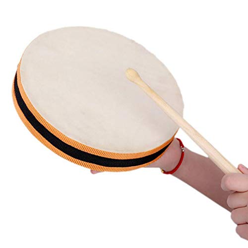 difcuyg5Ozw Wooden Drum Two-sided Percussion Musical Instrument Durable Easy Use Kids Toddler Toy with Stick
