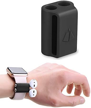 Silicone Skin Wireless Earphone Protection Cover AirPods Holder Portable Anti-Lost Strap Silicone、 (Black)