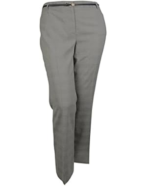 Calvin Klein Women's Belted Straight Leg Pocketed Modern Pant