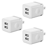 LEEKOTECH USB Wall Charger, 3-Pack 2.1A Dual Port USB Plug Power Adapter Wall Charger Charging Block Cube Compatible with iPhone XR Xs Max X 8 7 6 Plus 5 4, Samsung, LG, ZTE, Moto, Android Phone More