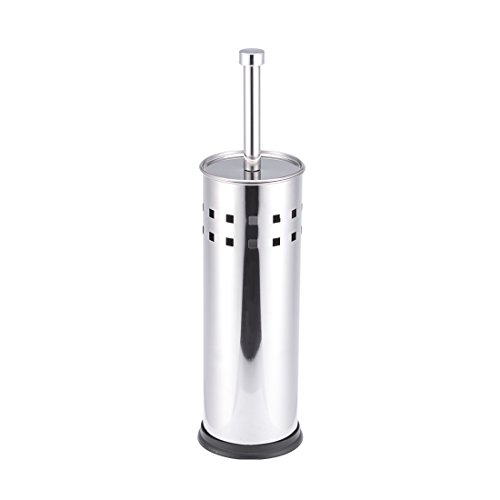 Stainless steel cylindrical toilet brush holder with canister, ma…