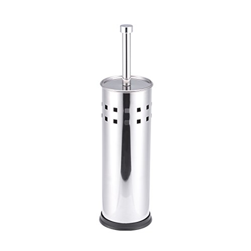 Stainless Steel Cylindrical Toilet Brush Holder with Canister, Matte Finished, for Household Bathroom Accessory