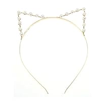 Qifumaer Cat Ears Hair Hoop Headband Pearl Hairband for Girls Headwear Hair Accessories and Daily Decoration