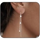 Gold Star Dangle Earring for Women Sparkly Rhinestone Earring 14K Gold Plated Lightweight Long Chain Chandelier Earring Trendy Wedding Prom Jewelry Accessaries