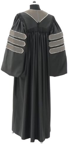 Manufaktur Men Deluxe Doctoral of Commerce, Accountancy, Business Academic Gown for faculty and Ph.D. MERINO CASHMERE SILK Custom Size Black