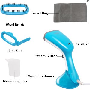 AmyHomie Portable 260ml Travel Clothes Handheld Garment Steamers 1200W/110V Fast Heat Stainless Steel Soleplate and Fabric Brush