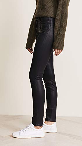 PAIGE Women's High Rise Edgemont Jeans, Black Fog Luxe Coating, 27
