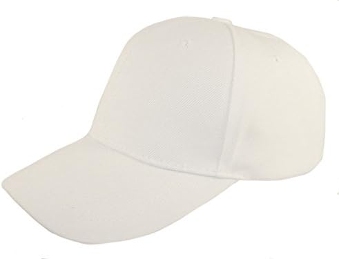 HUG BRAND NEW Premium Plain Baseball Cap| Unisex Polyester Hat For Men &amp; Women| Adjustable &amp; Structured For Max Comfort| MID Profile Velcro Style (WHITE)