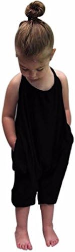 Orangeskyan Toddler Kid Baby Girls Straps Rompers Jumpsuits Piece Pants Clothing (5T, Black)