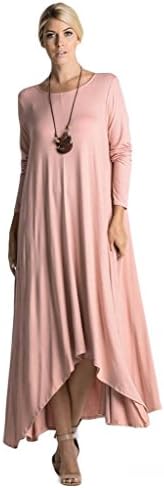 Women's Long Loose Casual Asymmetrical Oversize Handkerchief Hem Jersey Maxi Dress (Made In The USA)