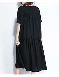 ellazhu Mujer Verano Casual Negro Vestidos largos Tallas grandes GA1334 A