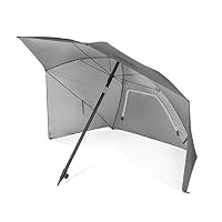 Sport-Brella Ultra SPF 50+ Angled Shade Canopy Umbrella for Optimum Sight Lines at Sports Events (8-Foot), Light Grey