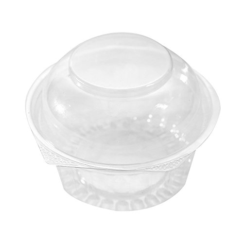 Clear Plastic Salad Fruit Disposable Bowl with Lids (12oz, Dome Lid, 25)