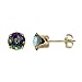 14K Gold Mystic Topaz Stud Earrings (1.80 cttw ; 6 MM Round Cut)