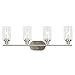 4 Light VINLUZ Wall Sconce Contemporary Stylish Bathroom Vanity Lighting Fixtures Brushed Nickel with Clear Glass
