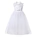 LZH Girls Lace Dress Princess White Backless Wedding Dresses,9T(For Age 9-10Y),White