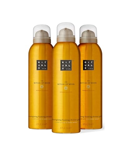 RITUALS The Ritual of Mehr Vorteilspack mit 3 x Duschschaum – Duschgel mit Süßorange und Zedernholz – süßer und belebender Duft – Value Pack 3 x 200 m