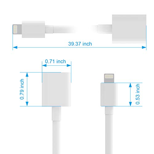 EMATETEK Extension Cable Male to Female Port Transfer Audio Video Data and Charging. 1PCS 3Feet Female to Male White Cord Made of PVC. - Thumbnail 6