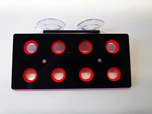 Reef Geeks Premium 8-Hole Acrylic Frag Rack – Dual Colour Coral Frag Holder with 38mm Suction Cups | UK-Sourced Reef-Safe Acrylic, Easy Clean | Black-Mars Red | 150mm x 70mm x 22mm