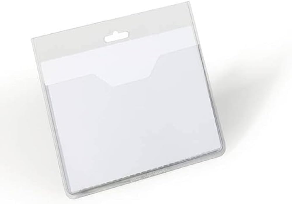 Durable Visitor Name Badge 60 x 90mm Transparent, Pack of 20 Badges, Includes Blank Insert Cards, ideal For Events and Visitor Management