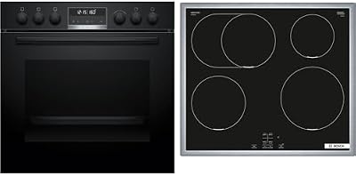 HND675LS62 - Set di fornelli da incasso, composto da HEG578BB4, 60 x 60 cm, aria calda 3D, idrolisi e pirolisi autopulente, piano cottura a induzione, zona arrosto, telaio in acciaio inox