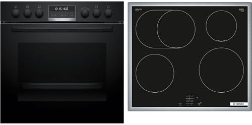 HND675LS62 - Set di fornelli da incasso, composto da HEG578BB4, 60 x 60 cm, aria calda 3D, idrolisi e pirolisi autopulente, piano cottura a induzione, zona arrosto, telaio in acciaio inox