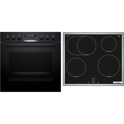 HND675LS62 - Set di fornelli da incasso, composto da HEG578BB4, 60 x 60 cm, aria calda 3D, idrolisi e pirolisi autopulente, piano cottura a induzione, zona arrosto, telaio in acciaio inox