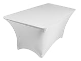 TEKTRUM 4 FT LONG RECTANGULAR STRETCH TABLECLOTH DJ JACKET COVER FOR TRADE SHOW - PREMIUM FABRIC (White)