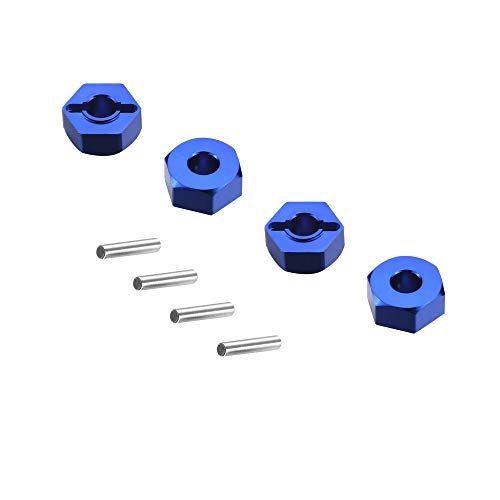 Upgrade Aluminum Hex Wheel Hubs 12mm w/Axle Pins Nuts Washers Set for 1