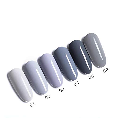 Vishine Gel Nail Polish Set of 6 Gray Series Nail Polish Kit Soak Off