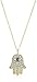 MORGAN & PAIGE 18K Yellow Gold Plated .925 Sterling Silver Crystal Blue and White Hamsa Hand of Fatima Necklace for Women, 18