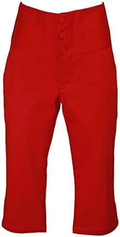 Red Retro Rockabilly Pinup 1950s High Waisted Capris Pants - X-Large