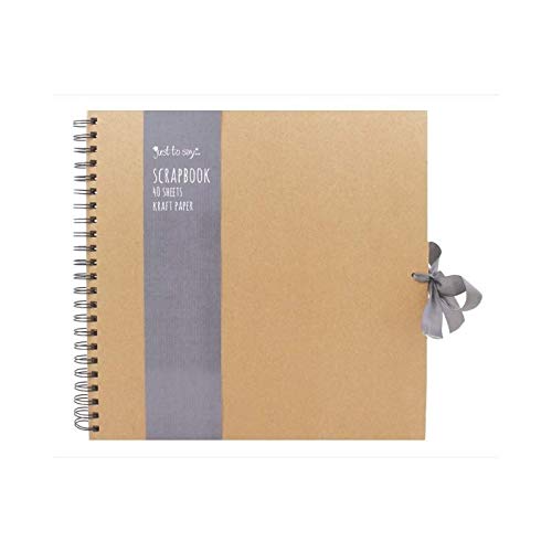 Tallon Kraft Small/Medium/Large Square Scrapbook- Quality Brown Kraft Paper Scrapbook with Ribbon (Large 30cm x 30 cm - 40 Sheets)