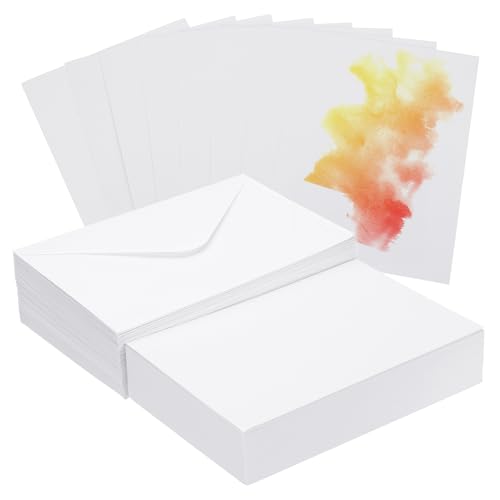 PATIKIL 200 Sets Pure Cotton Watercolor Cards 140lb/300 GSM Postcards with Envelopes for Art Painting Creative Thank Notes, 5x7 Inch