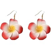 Cute Hawaiian Frangipani Pendant Earrings, Bohemian Tropical Flower Hawaiian Beach Party Accessories for Women's Gifts