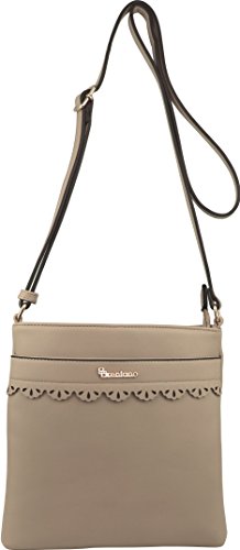 B BRENTANO Vegan Medium Crossbody Handbag Purse (Taupe)