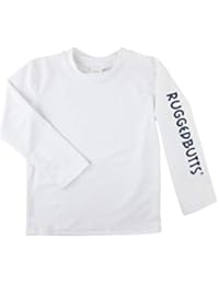 RuggedButts Baby/Toddler Boys White Logo Long Sleeve Rash Guard - 6-12m