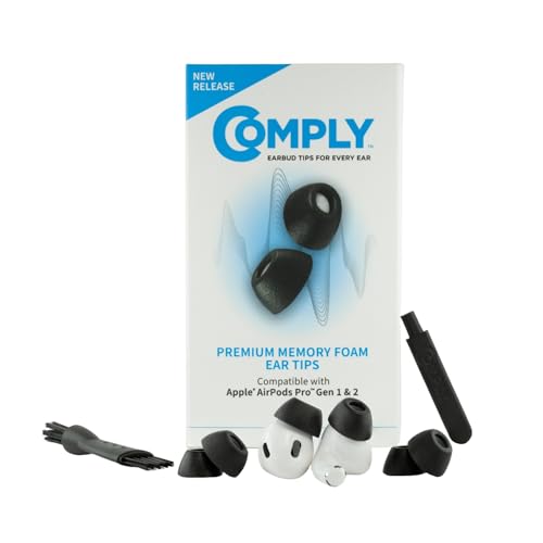 Comply Schaumstoff-Spitzen für Apple AirPods Pro 3.0, klein, schwarz, 3 Paar – hervorragende Geräuschisolierung, erhöhter Komfort, sichere Passform, Reinigungs- und Spitzenentfernungswerkzeug im