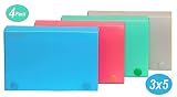 1InTheOffice Index Card Case, 3" x 5" Index Card Holder, Assorted Colors (4 Pack)