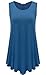 JollieLovin Women's Tank Tops Plus Size Sleeveless Tunic Crew Neck Loose Fit T-Shirt(Steel Blue,1X)