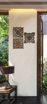 Set of 3 Carved Wood Wall Plaques. Floral Wood Wall Hanging. Rustic Wood Wall Decor. Brown. Size 12" Square