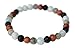 Leboha Multi Colored Essential Oil Diffuser Bracelet, 6mm Wood, Faceted Labradorite, Aquamarine, Black Lava Stone