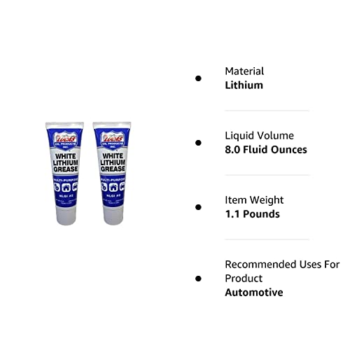 Lucas Oil 10533 White Lithium Grease 8 Ounce Squeeze Tube, 2 Pack