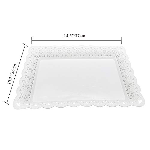 Set of 2 Pcs Rectangle Plastic Serving Trays Large 14.5"x10.2" for Wedding Birthday Party Fruits Desserts Candy Bar Display