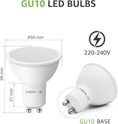 LE GU10 LED, 4 W, 345 lm, LED bulb, 2700 K, warm white, replaces 50 W halogen bulbs, 100° beam angle reflector lamps.