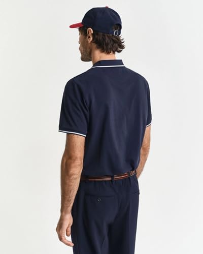 Tipping SS Pique Rugger Uomo, Blu - Evening Blue, M