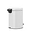 Brabantia New Icon Step Trash Can (1.3 Gal/White) Soft Closing Kitchen Garbage/Recycling Can with Removable Bucket